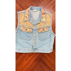 Vintage Streets Ahead denim patch cowgirl western vest size medium made is USA‎